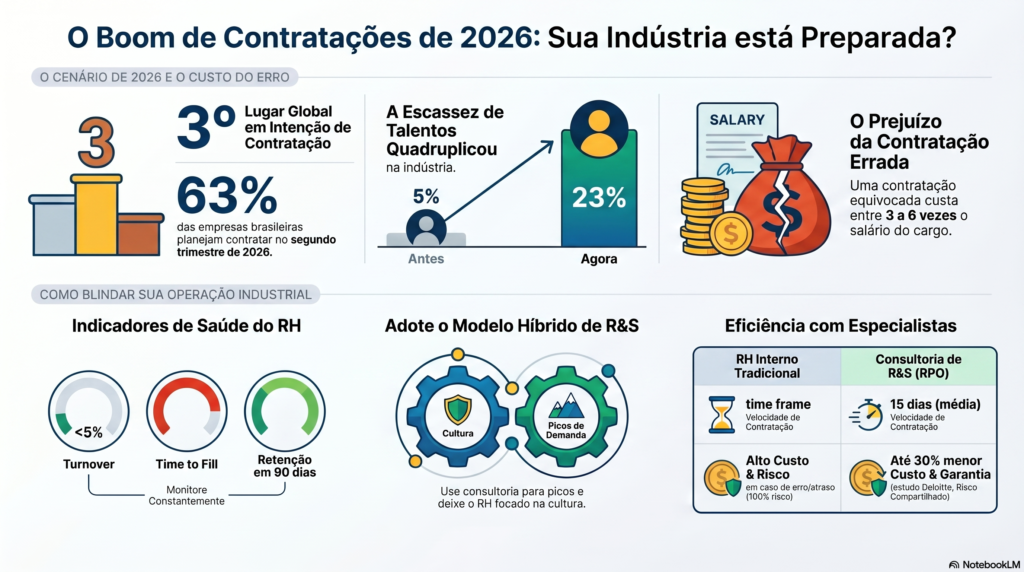 um infográfico falando sobre as contratações na indústria! 