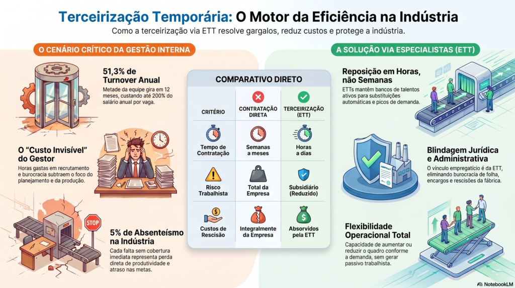 um infográfico explicativo sobre terceirização temporária.